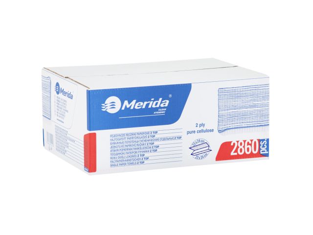 Ręczniki papierowe MERIDA TOP, białe, dwuwarstwowe, 2860 szt.